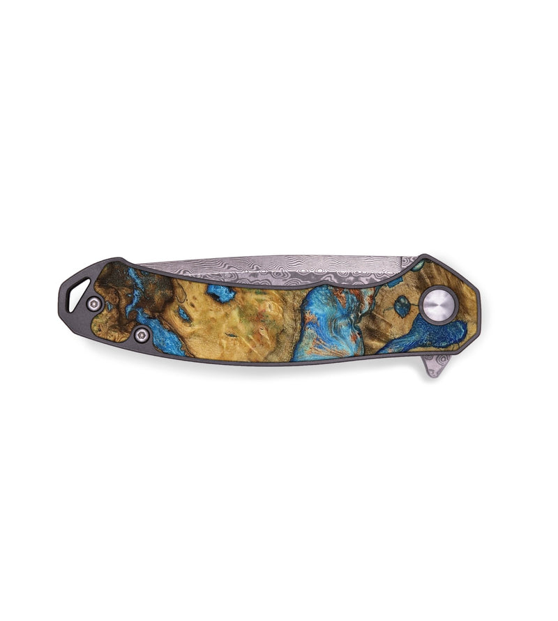 EDC Wood Pocket Knife - Walton (Teal & Gold, 728575)