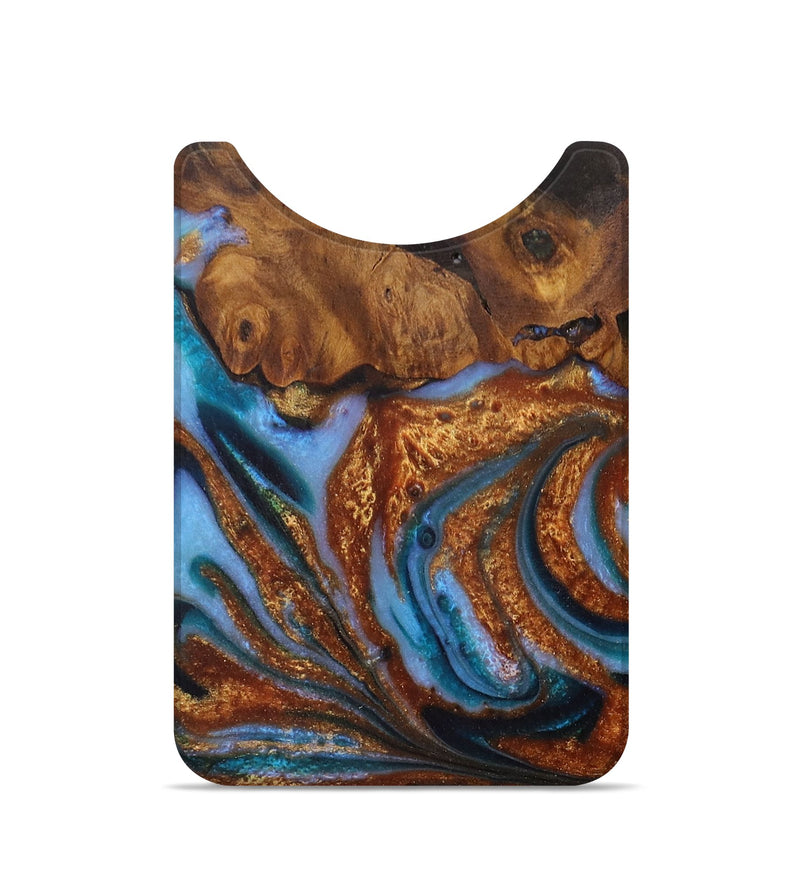 Live Edge Wood Wallet - Lizbeth (Teal & Gold, 728704)