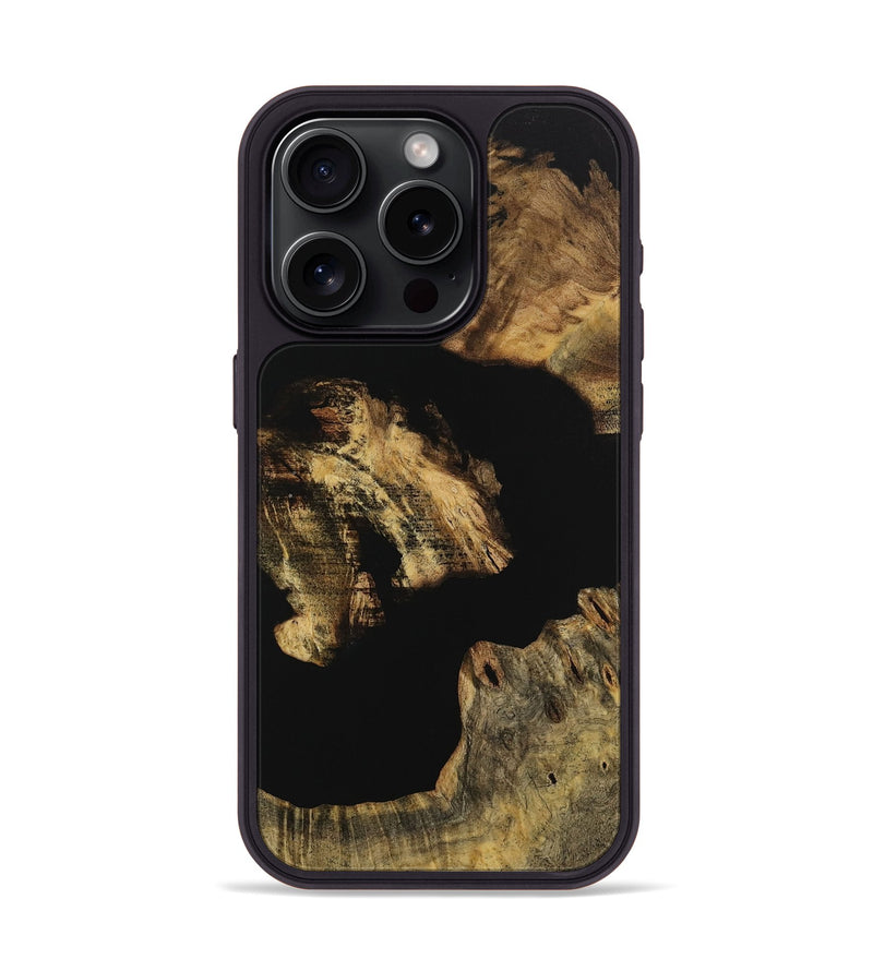 iPhone 15 Pro Wood Phone Case - Liping (Pure Black, 728834)