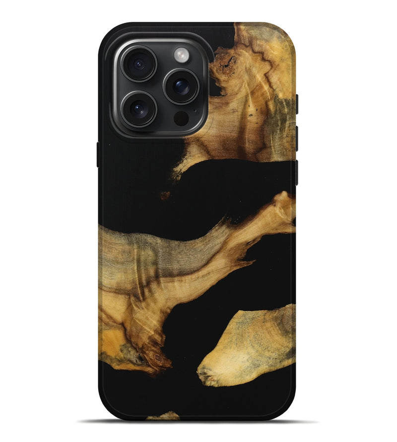 iPhone 16 Pro Max Wood Live Edge Phone Case - Weilin (Pure Black, 728878)