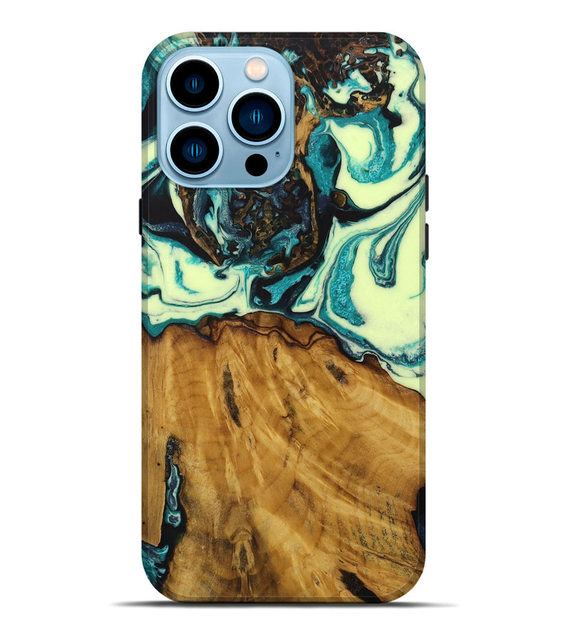 iPhone 14 Pro Max Wood Live Edge Phone Case - Kirk (Green, 728882)