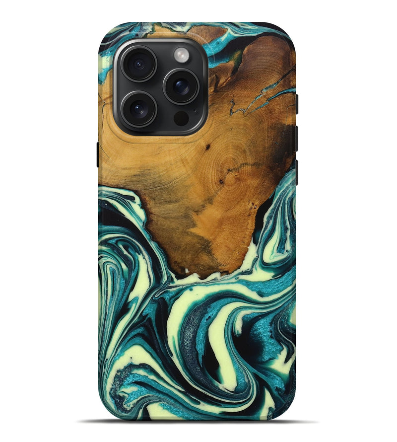 iPhone 16 Pro Max Wood Live Edge Phone Case - Barnard (Green, 728888)