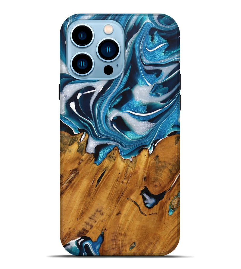iPhone 14 Pro Max Wood Live Edge Phone Case - Lawton (Blue, 728890)