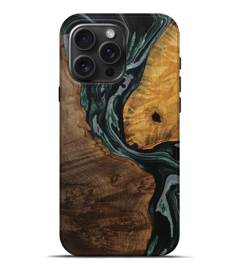 iPhone 16 Pro Max Wood Live Edge Phone Case - Eunice (Green, 728979)