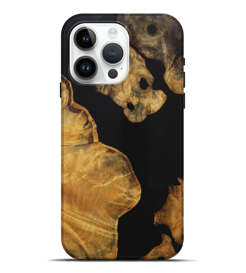 iPhone 15 Pro Max Wood Live Edge Phone Case - Lillian (Pure Black, 728982)