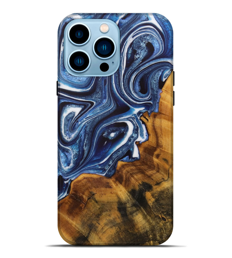iPhone 14 Pro Max Wood Live Edge Phone Case - Jakob (Blue, 728992)
