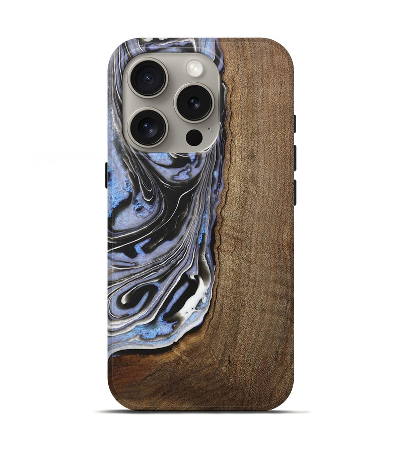 iPhone 16 Pro Wood Live Edge Phone Case - Iolande (Black & White, 729131)