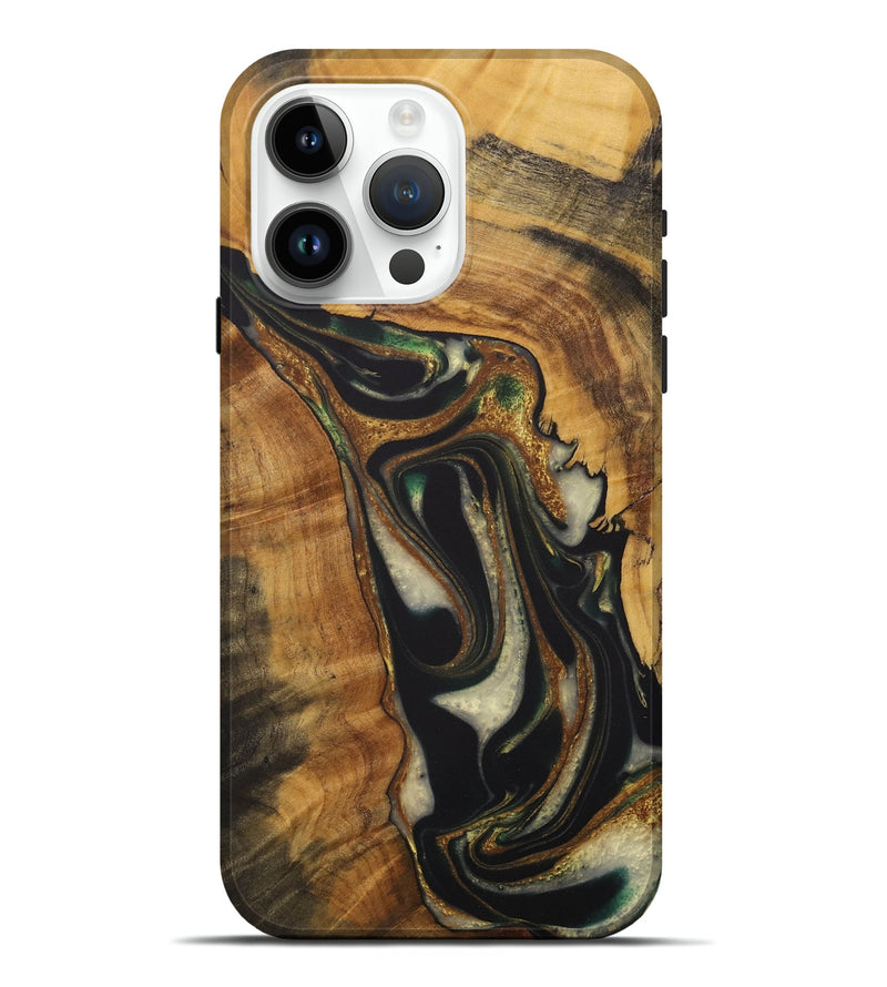 iPhone 15 Pro Max Wood Live Edge Phone Case - Rashaad (Green, 729132)
