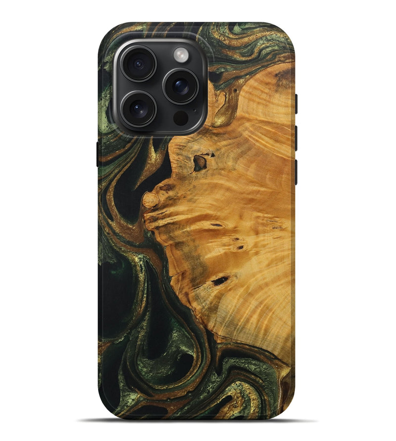 iPhone 16 Pro Max Wood Live Edge Phone Case - Adolph (Green, 729134)
