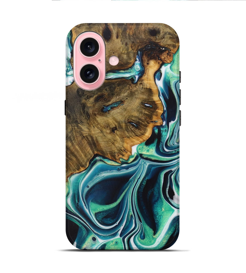 iPhone 16 Wood Live Edge Phone Case - Valaree (Green, 729135)