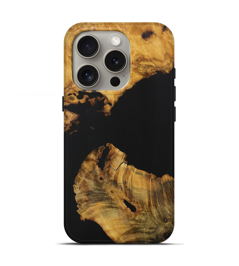iPhone 16 Pro Wood Live Edge Phone Case - Mervin (Pure Black, 729137)