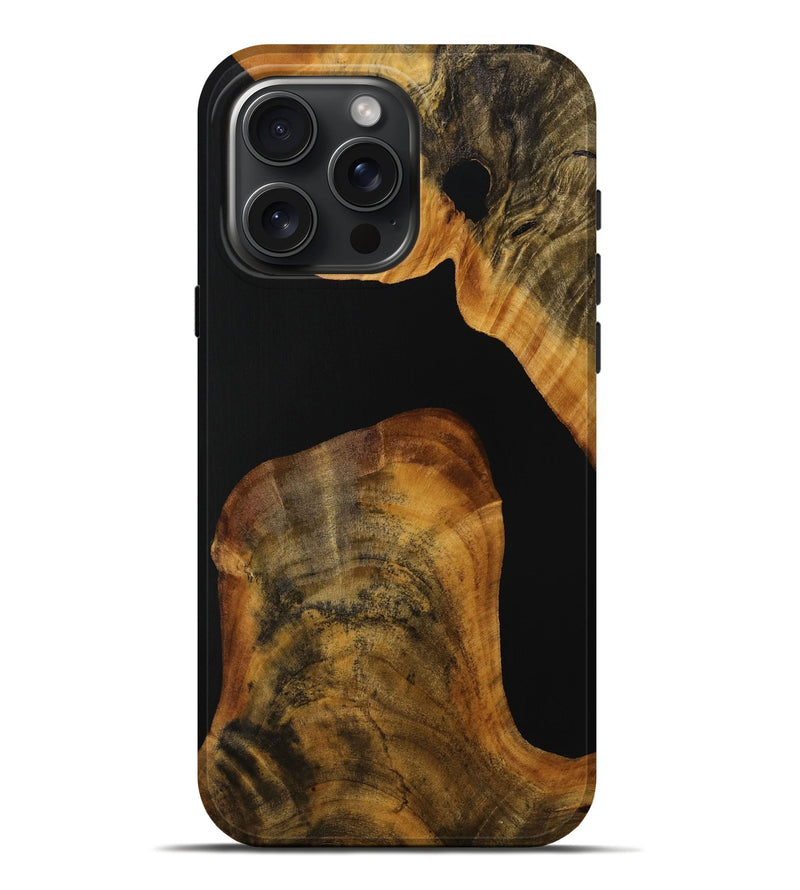 iPhone 16 Pro Max Wood Live Edge Phone Case - Candida (Pure Black, 729144)