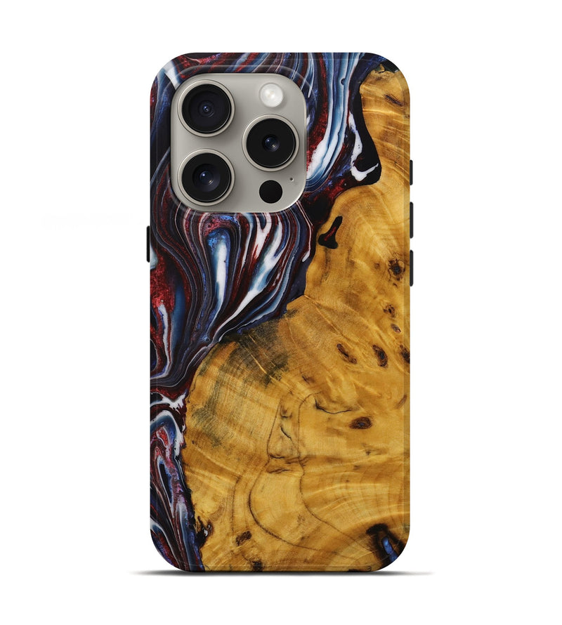 iPhone 16 Pro Wood Live Edge Phone Case - Carling (Blue, 729145)