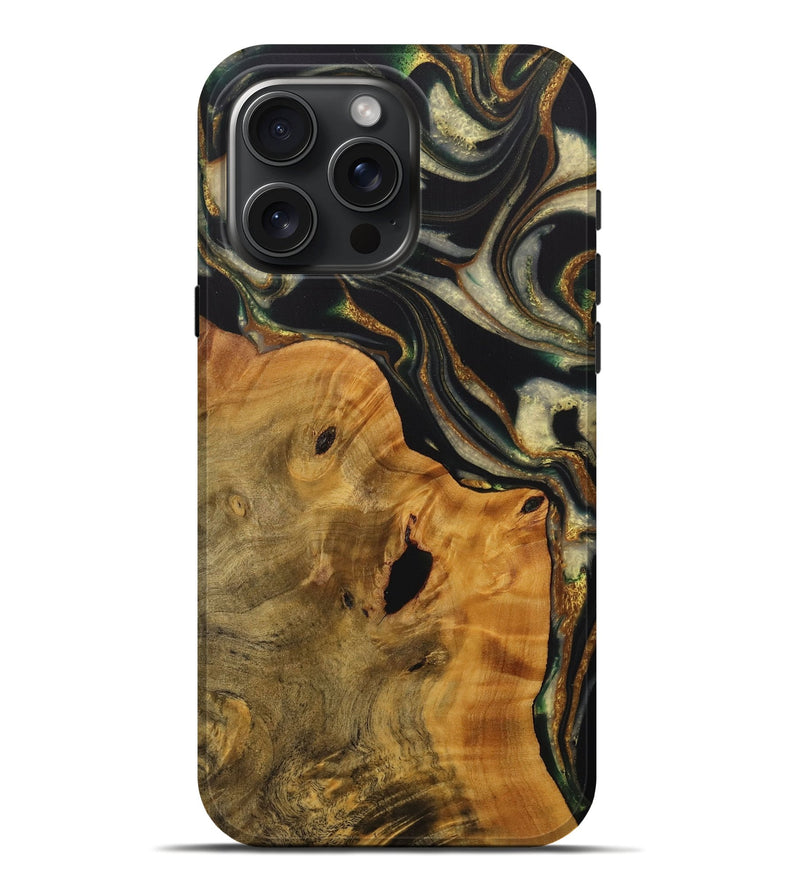 iPhone 16 Pro Max Wood Live Edge Phone Case - Saundra (Green, 729146)