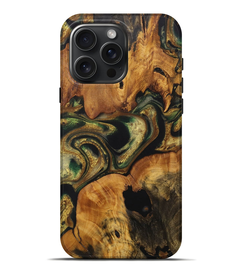 iPhone 16 Pro Max Wood Live Edge Phone Case - Efren (Green, 729147)