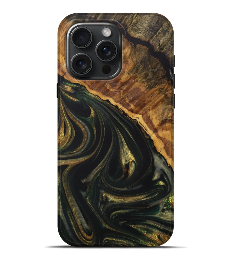 iPhone 16 Pro Max Wood Live Edge Phone Case - Pinder (Green, 729148)