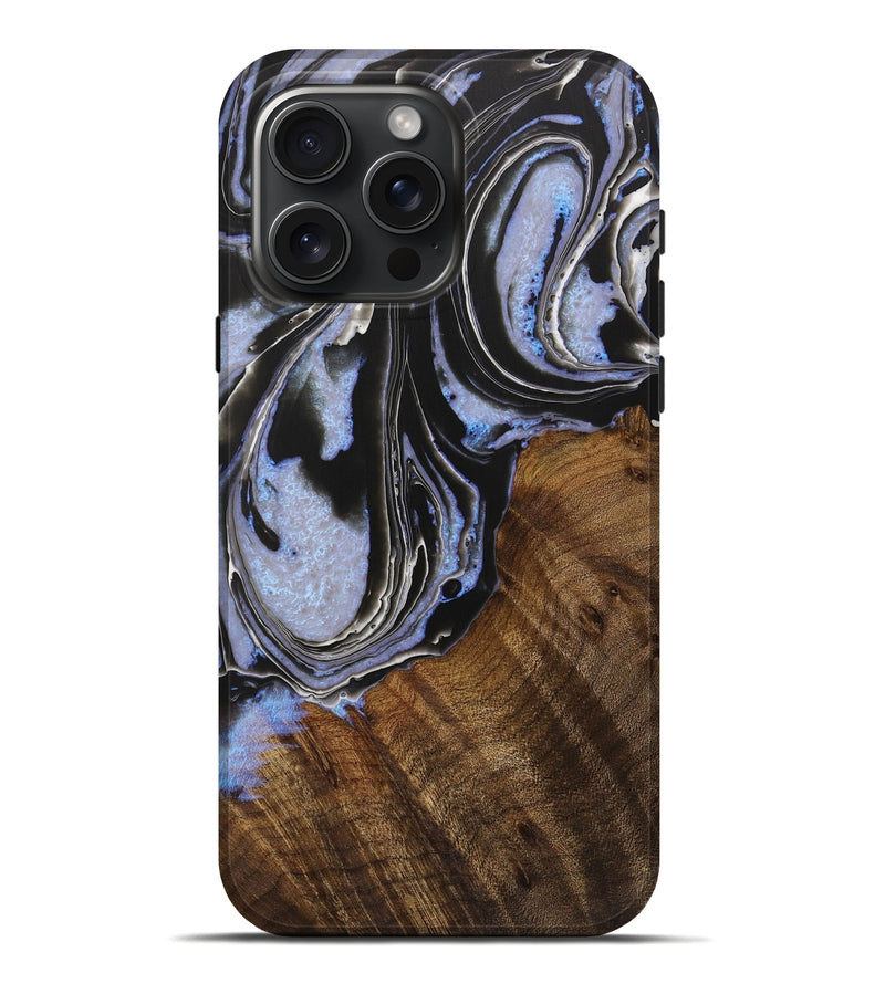 iPhone 16 Pro Max Wood Live Edge Phone Case - Rosena (Black & White, 729157)