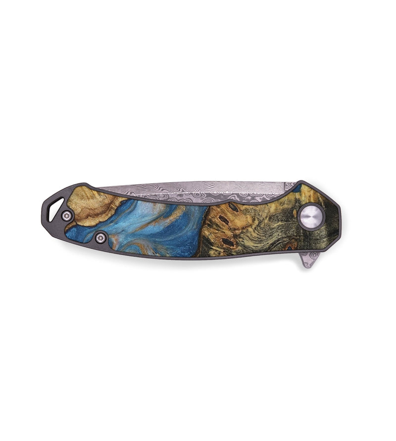 EDC Wood Pocket Knife - Dustin (Teal & Gold, 729224)