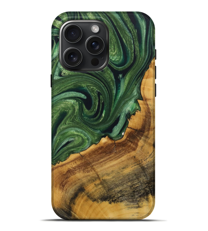 iPhone 16 Pro Max Wood Live Edge Phone Case - Fredie (Green, 729343)