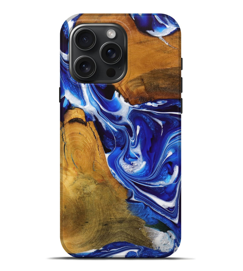 iPhone 16 Pro Max Wood Live Edge Phone Case - Ketan (Blue, 729344)