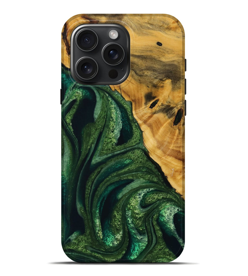iPhone 16 Pro Max Wood Live Edge Phone Case - Vlasta (Green, 729359)