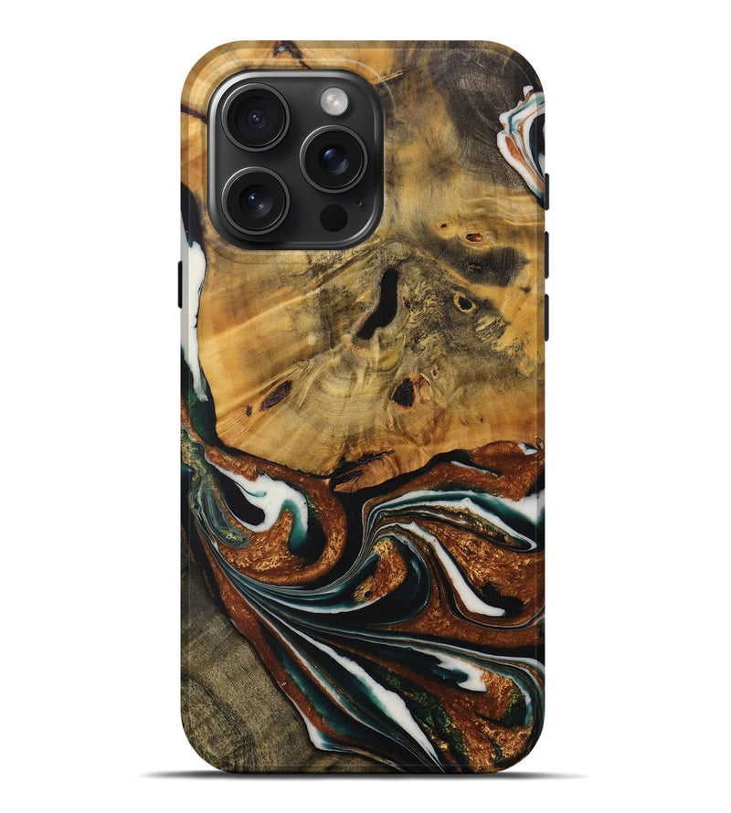 iPhone 16 Pro Max Wood Live Edge Phone Case - Jethro (Green, 729361)