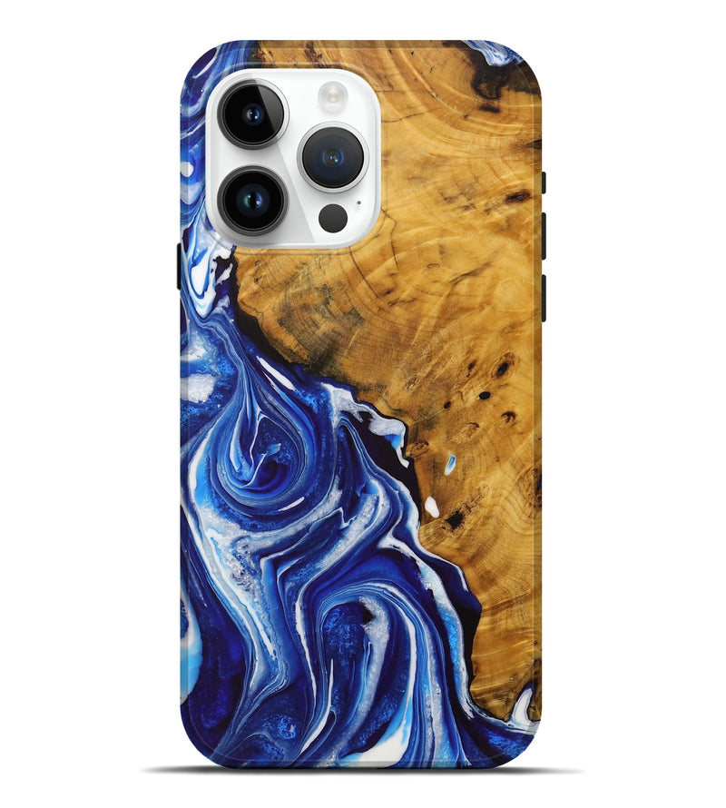 iPhone 15 Pro Max Wood Live Edge Phone Case - Marnie (Blue, 729362)