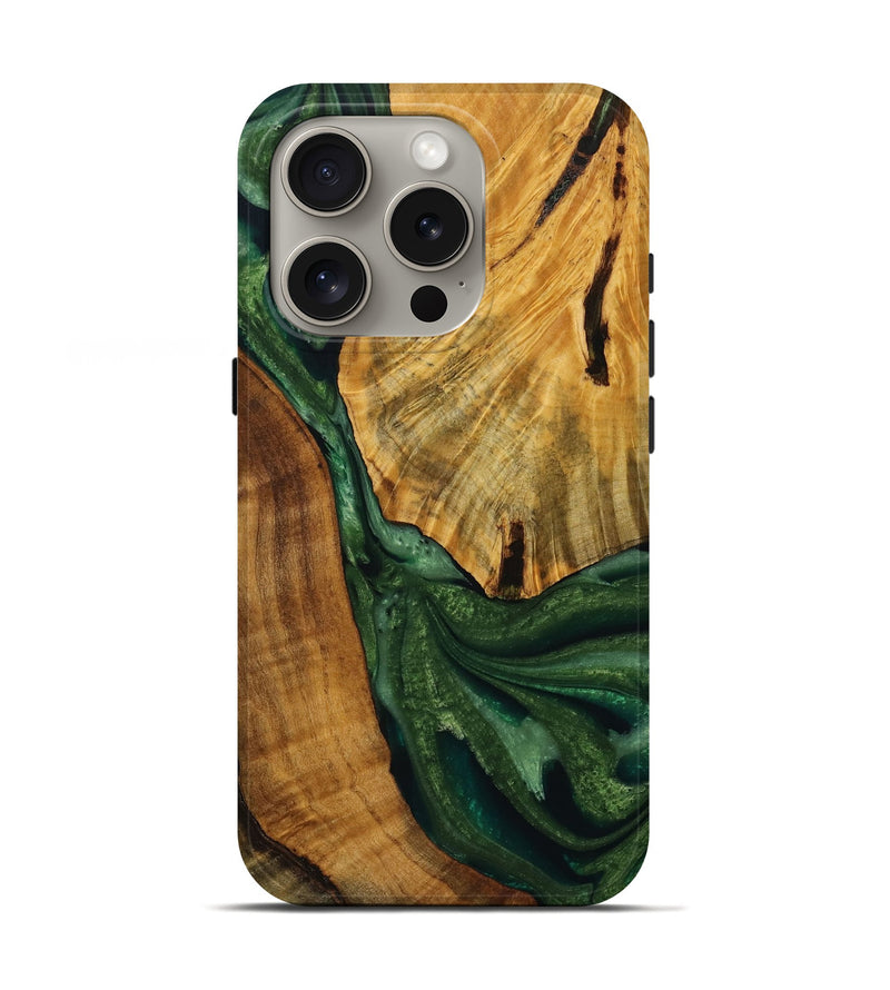iPhone 16 Pro Wood Live Edge Phone Case - Lorna (Green, 729365)