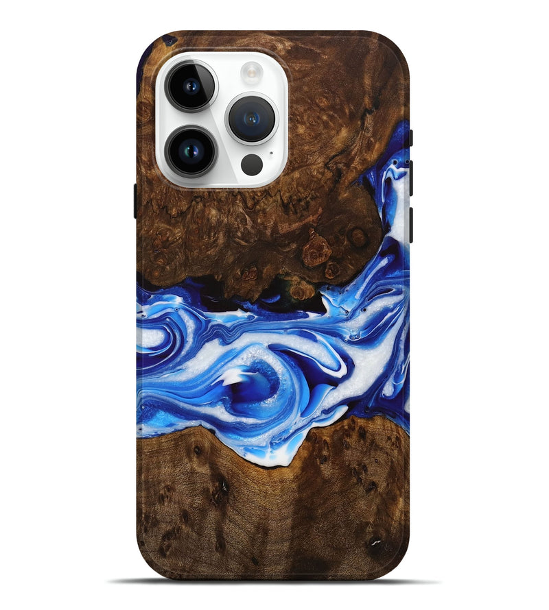 iPhone 15 Pro Max Wood Live Edge Phone Case - Woodson (Blue, 729373)