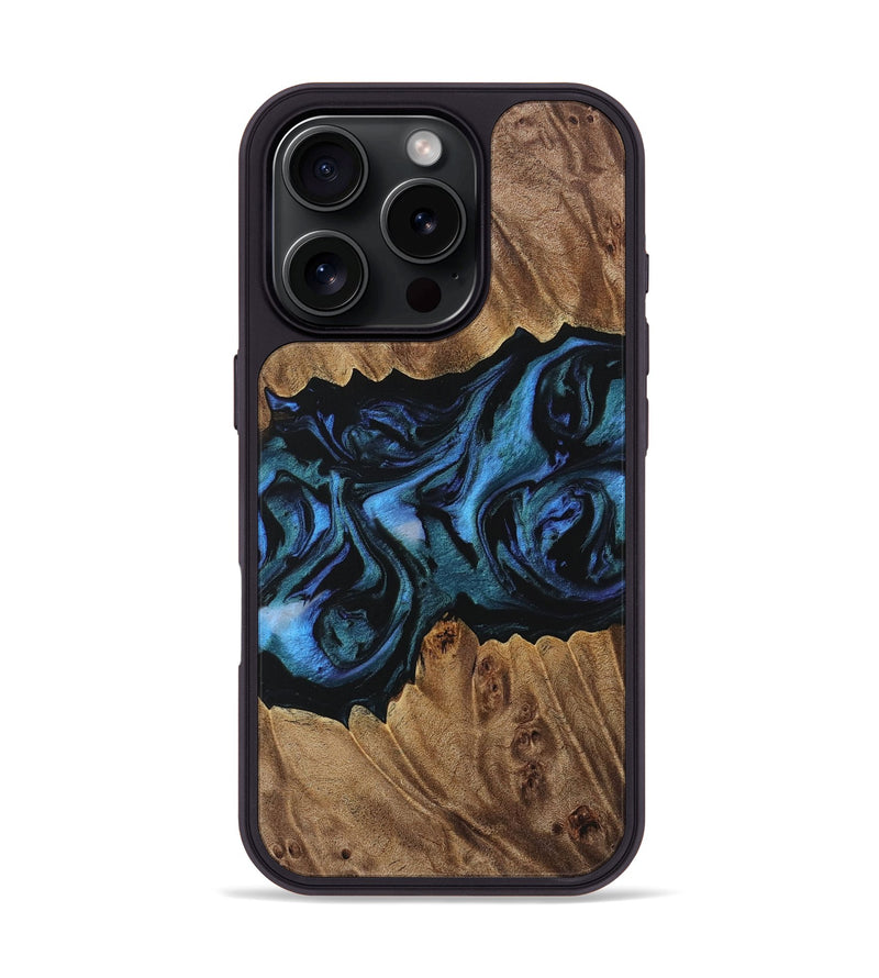 iPhone 16 Pro Wood Phone Case - Doshie (Blue, 729384)