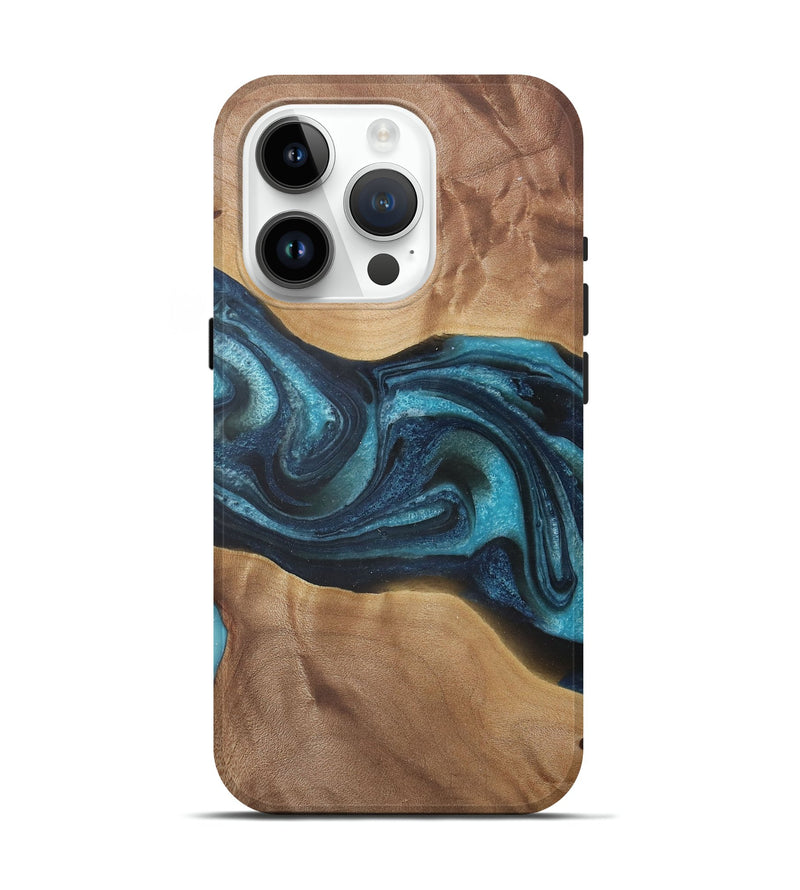 iPhone 15 Pro Wood Live Edge Phone Case - Gladys (Blue, 729500)
