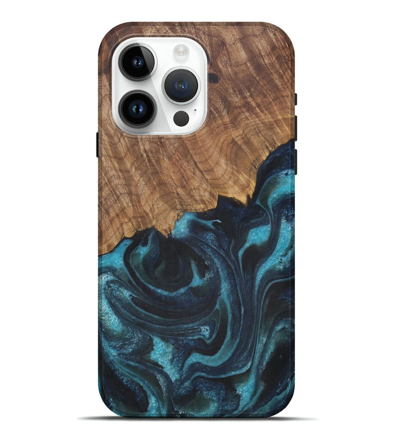iPhone 15 Pro Max Wood Live Edge Phone Case - Casie (Blue, 729501)