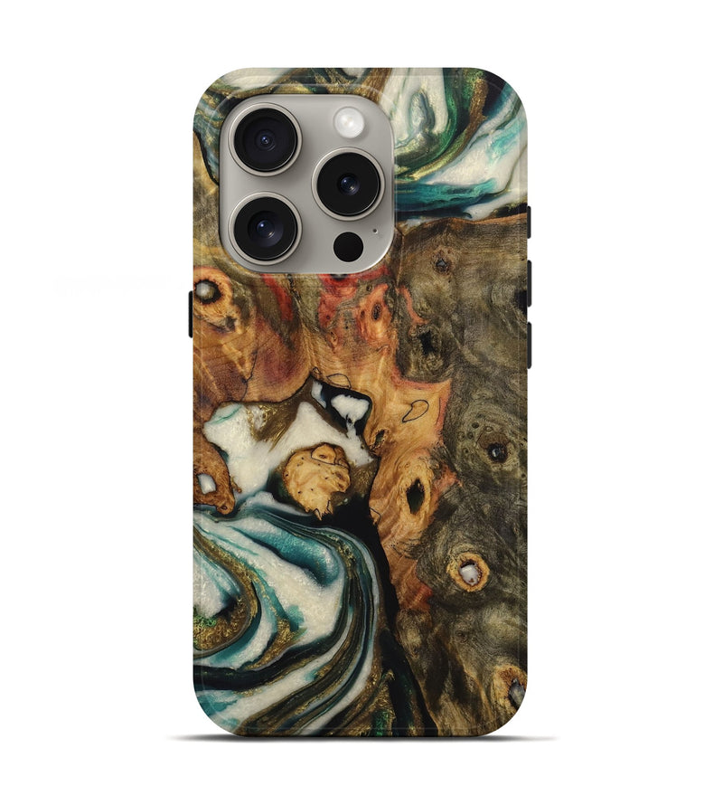 iPhone 16 Pro Wood Live Edge Phone Case - Kasifa (Green, 729507)