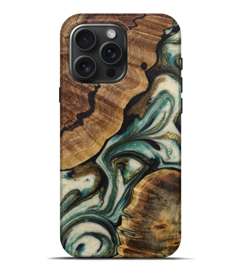 iPhone 16 Pro Max Wood Live Edge Phone Case - Helma (Green, 729508)