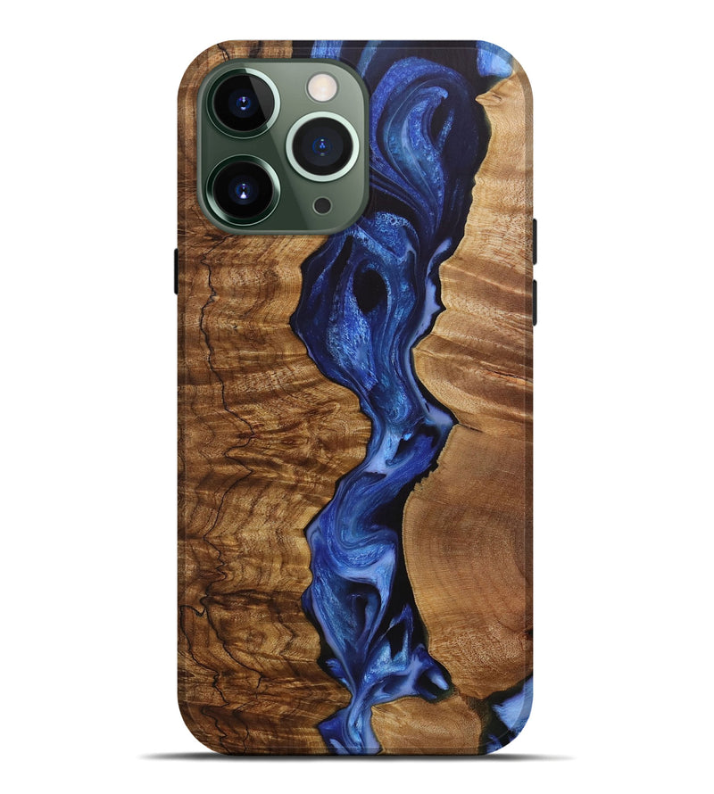 iPhone 13 Pro Max Wood Live Edge Phone Case - Johna (Blue, 729519)