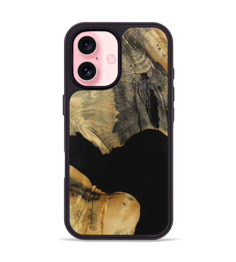 iPhone 16 Wood Phone Case - Nelle (Pure Black, 729554)