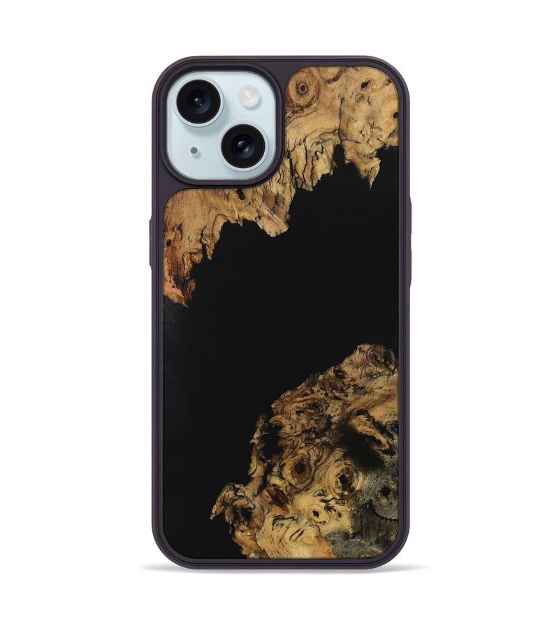 iPhone 15 Wood Phone Case - Hatti (Pure Black, 729557)