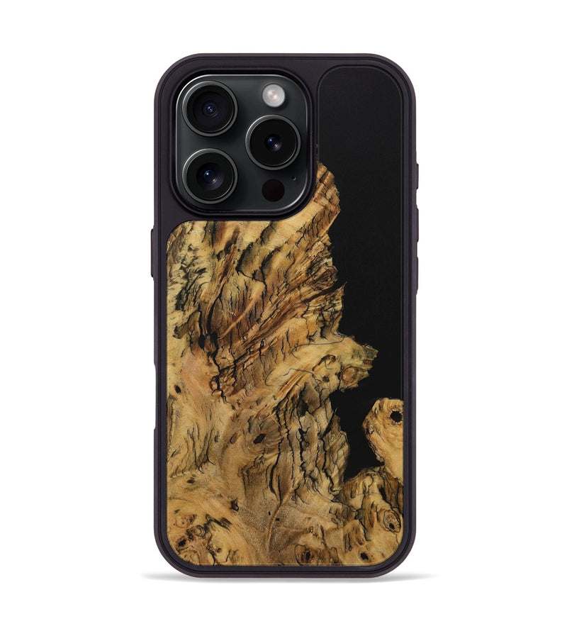 iPhone 16 Pro Wood Phone Case - Cleva (Pure Black, 729567)