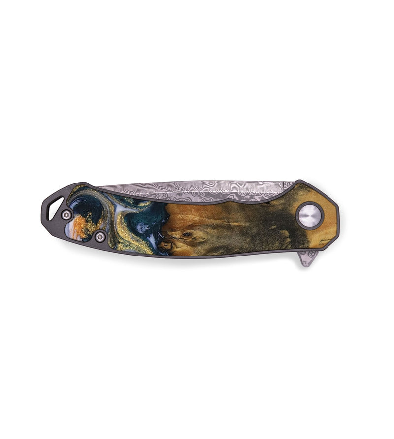 EDC Wood Pocket Knife - Juline (Teal & Gold, 729583)