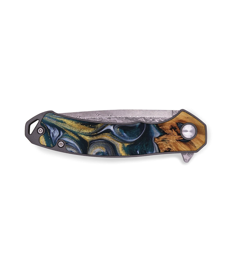 EDC Wood Pocket Knife - Manila (Teal & Gold, 729629)