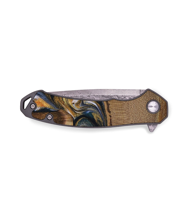 EDC Wood Pocket Knife - Dovie (Teal & Gold, 729663)
