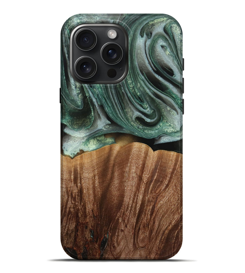 iPhone 16 Pro Max Wood Live Edge Phone Case - Reatha (Green, 729693)
