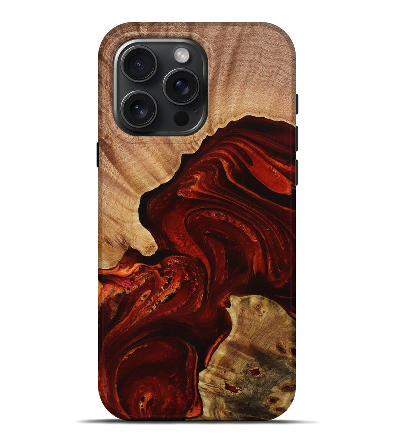 iPhone 16 Pro Max Wood Live Edge Phone Case - Jabez (Red, 729703)