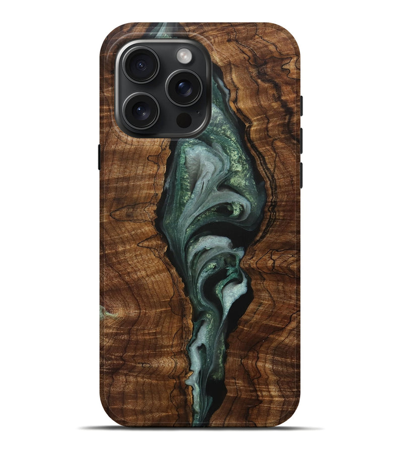 iPhone 16 Pro Max Wood Live Edge Phone Case - Orlo (Green, 729706)