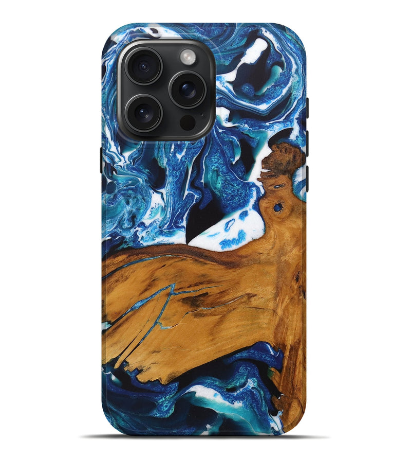 iPhone 16 Pro Max Wood Live Edge Phone Case - Bradley (Blue, 729713)