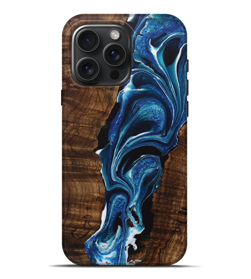 iPhone 16 Pro Max Wood Live Edge Phone Case - Beilul (Blue, 729720)