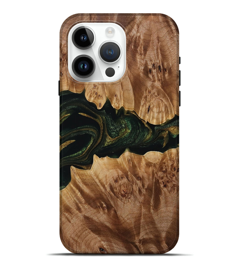 iPhone 15 Pro Max Wood Live Edge Phone Case - Samaria (Green, 729721)