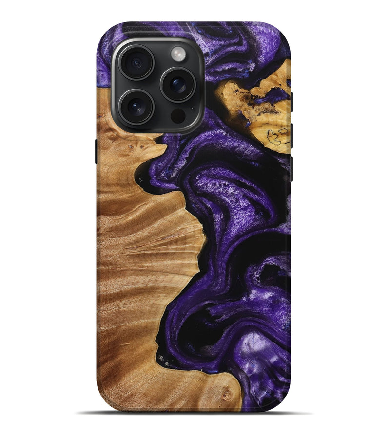 iPhone 16 Pro Max Wood Live Edge Phone Case - Autumn (Purple, 729722)