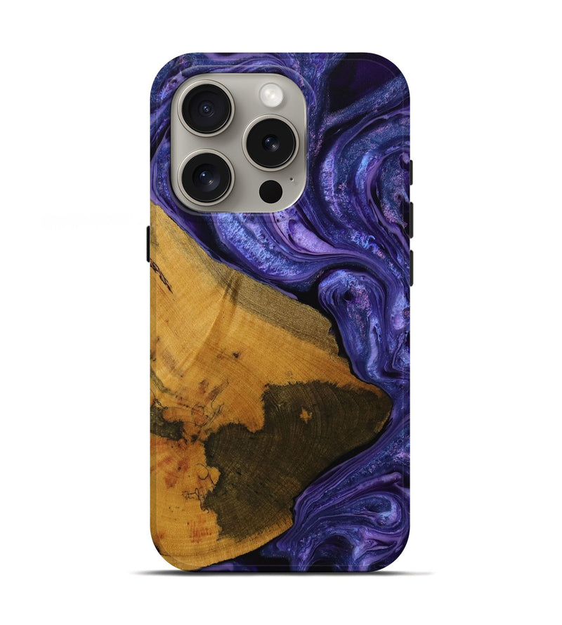 iPhone 16 Pro Wood Live Edge Phone Case - Xiomara (Purple, 729723)