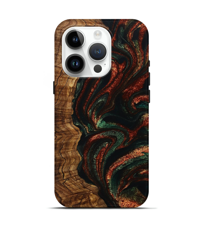 iPhone 15 Pro Wood Live Edge Phone Case - Alfonzo (Green, 729725)